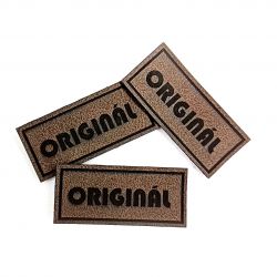 Koženkový štítek gravír - " ORIGNÁL podlouhlý " .- varianty vyrobeno v EU