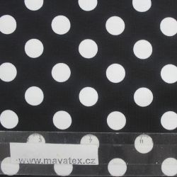 Jednolícní úplet černý s bílými puntíky 1,5 cm EU-úplety atest pro děti