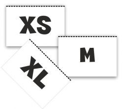  Velikostní štítky bílé - Dospělé | XS, S, M, L, XL, 2XL, 3XL, 4XL, 5XL, 6XL