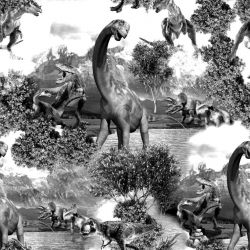 Dinosaurové prahistoric černobílý  -materiálové varianty