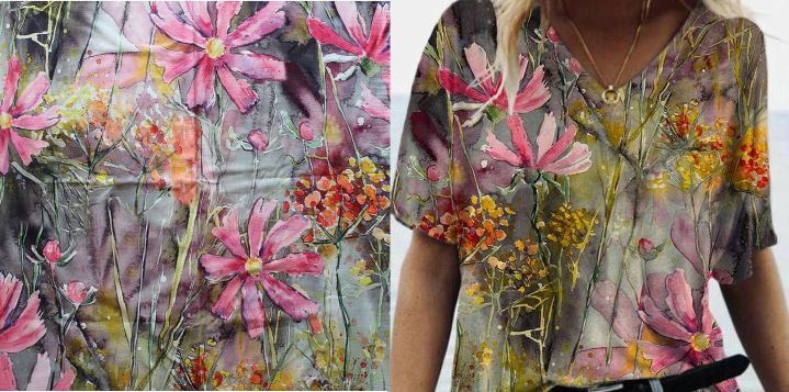 PANEL na šaty –květy- bavlna+elastan vyrobeno v Turecku