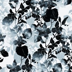 Černo-bílé podkreslené květy-sublimační digitální tisk