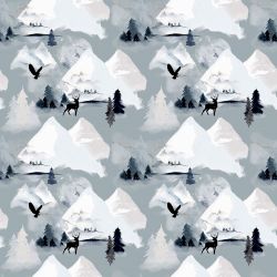 Zasněžené hory šedé- digitální tisk