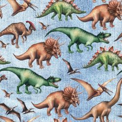 Dinosaurové modrý denim-sublimační digitální tisk