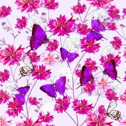 Růžový motýlkové s chrpami-sublimační digitální tisk