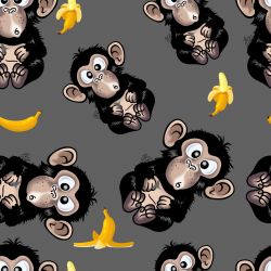  Vykluná opice na šedé -sublimační digitální tisk