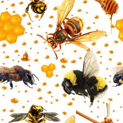 Včely na bílé-sublimační digitální tisk
