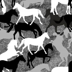 Koně na šedé jeans kamufláž-sublimační digitální tisk
