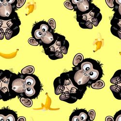 Vykluná opice na žluté -sublimační digitální tisk