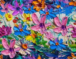 Impresionistické malované květy- sublimační digitální tisk