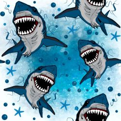 Žraloci na modré-sublimační digitální tisk