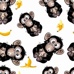 Vykluná opice na bílé -sublimační digitální tisk