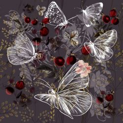 Motýlkové a šípky na šedo-hnědá -sublimační digitální tisk