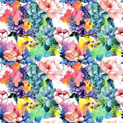 Akvarelové květy barevné -sublimační digitální tisk