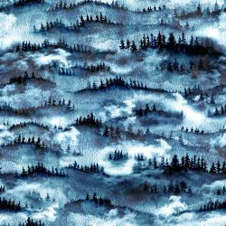 Akvarelový zimní les-materiálové varianty