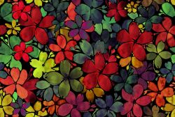 Barevené akvarelové květy do hněda- digitální tisk