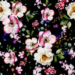 Třešňové květy černá- digitální tisk