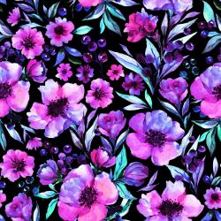 Fialové akvarelové květy-materiálové varianty