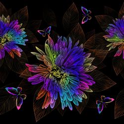Duhové květy a motýlci- digitální tisk