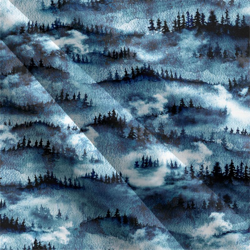 Akvarelový zimní les-materiálové varianty mavaga design