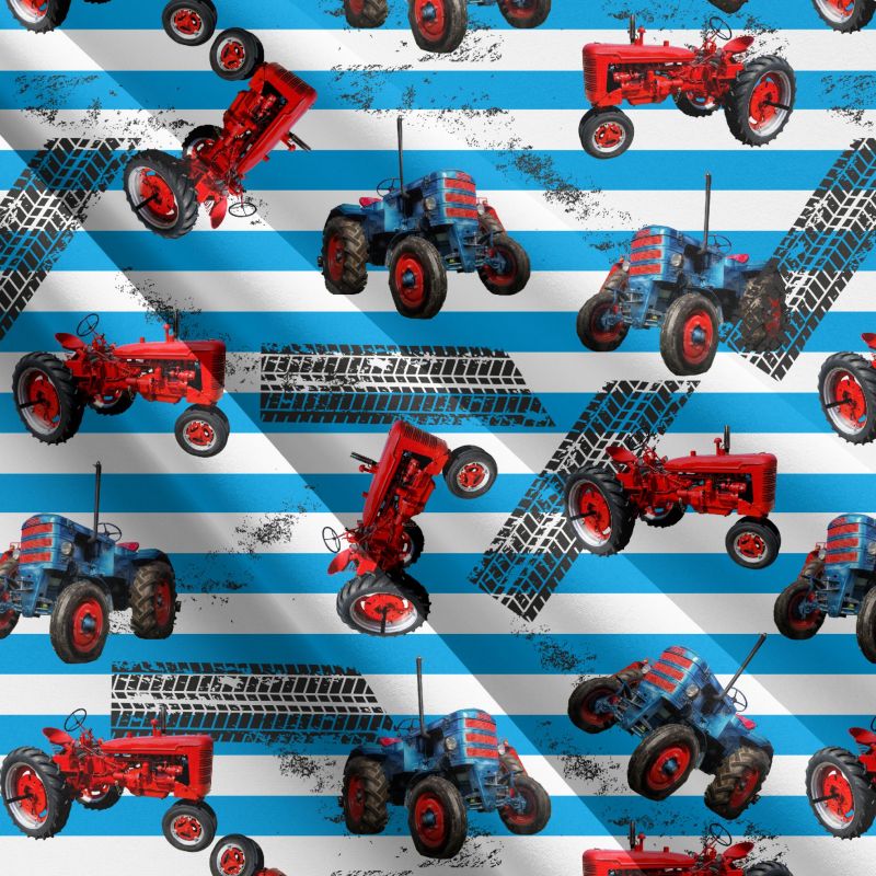 Staré traktory v modrém pruhu-materiálové varianty mavaga design