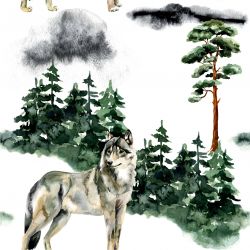 Vlci v lese - digitální tisk