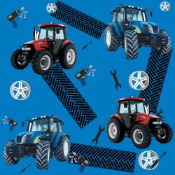 Traktory na modré -sublimační digitální tisk