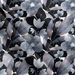 Akvarelové kytky černobílé -materiálové varianty mavaga design