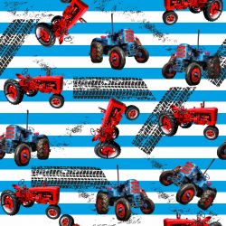 Staré traktory v modrém pruhu-materiálové varianty