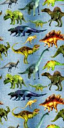 Malovaní dinosauři na denimu-digitální tisk