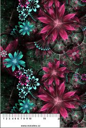 Fraktálové květy bordó-smaragd -sublimační digitální tisk mavaga design
