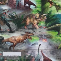 Jednolícní úplet dinosaurus -220 gsm EU-úplety atest pro děti