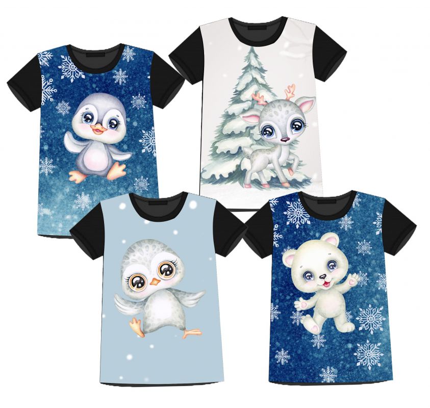 4 PANELY na triko –ZVÍŘÁTKA vánoční- materiálové varianty!! mavaga design