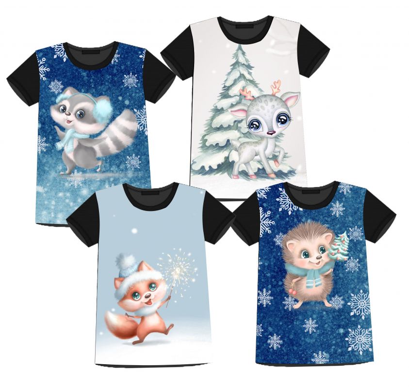 4 PANELY na triko –ZVÍŘÁTKA vánoční- materiálové varianty!! mavaga design