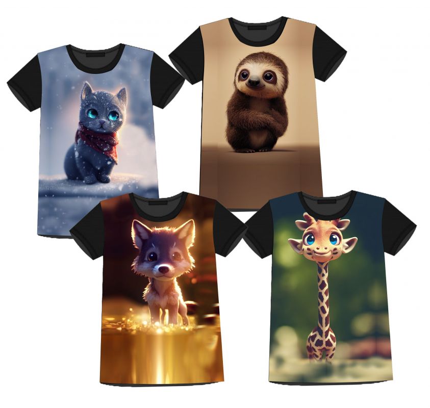 4 PANELY na triko –ZVÍŘÁTKA- materiálové varianty!! mavaga design