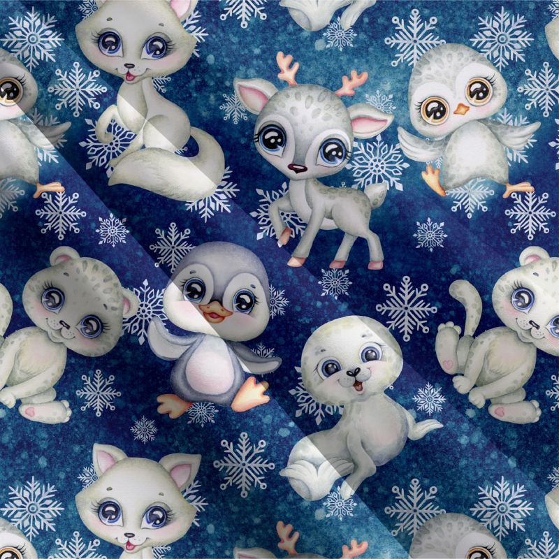 Zimní zvířátka na modré -materiálové varianty mavaga design