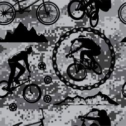 Cyklistika černobílá kamufláži -digitální tisk