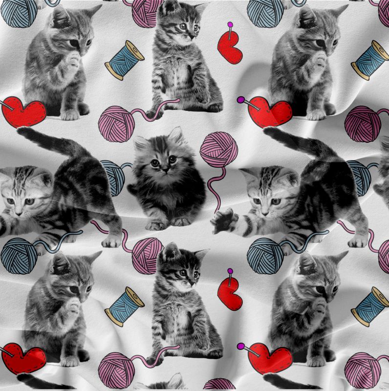 Kočičky s klubíčky -digitální tisk mavaga design