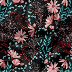 Růžové květy a mentol lístky-sublimační digitální tisk mavaga design