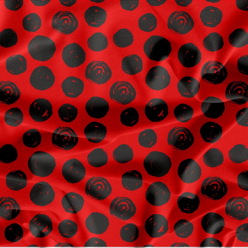 Akvarelové puntíky na červené- digitální tisk mavaga design