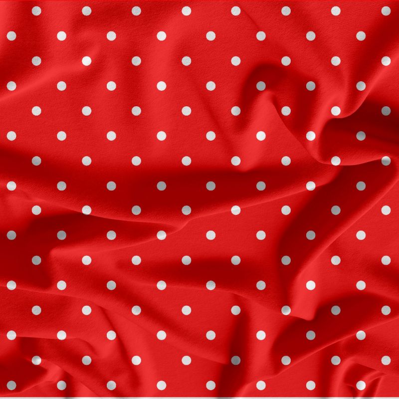 Bílý puntík na červené -0,7 cm- digitální tisk mavaga design