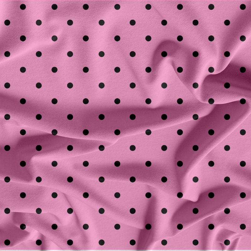 Černý puntík na růžové -0,7 cm- digitální tisk mavaga design