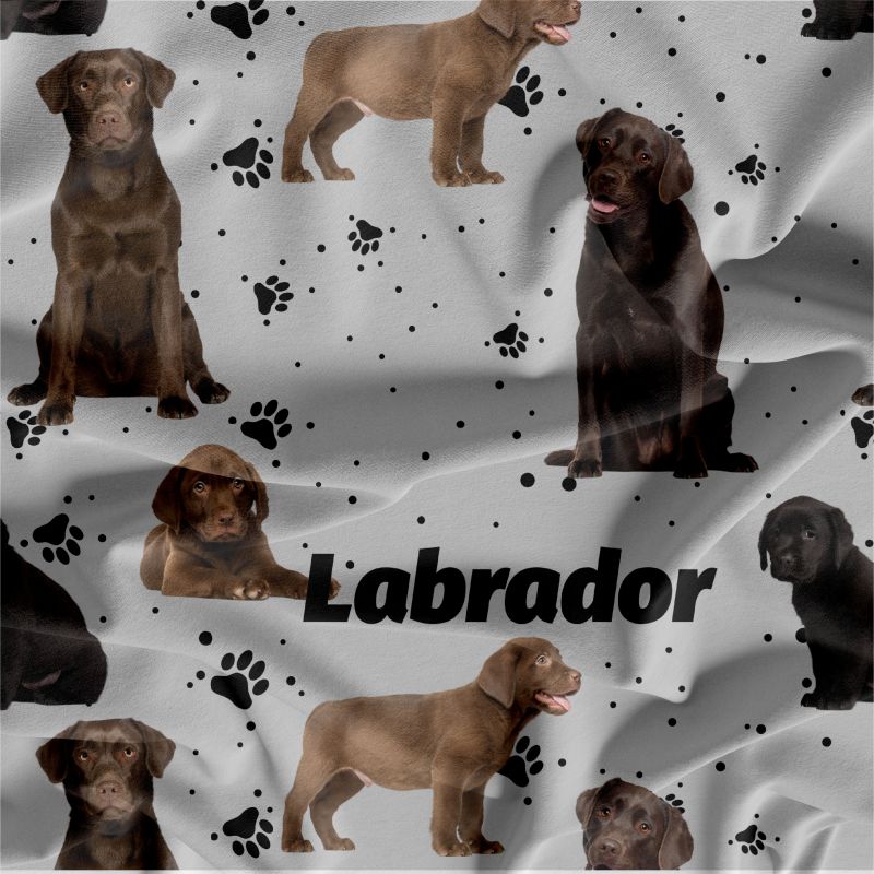 Labrador tmavý na šedé- digitální tisk mavaga design