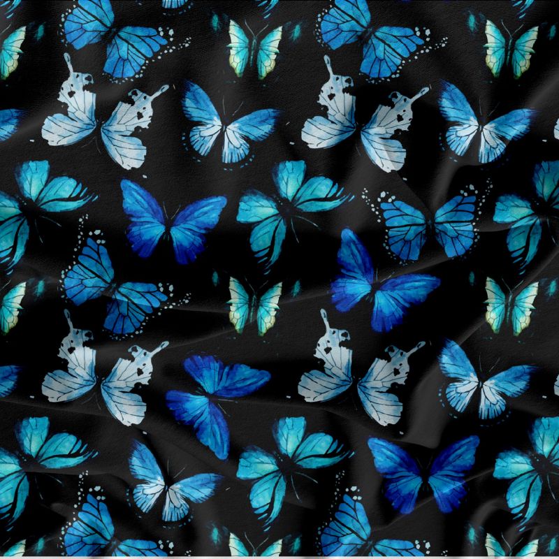 Modrý motýlek na černé- digitální tisk mavaga design