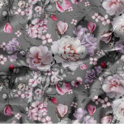 Růžovo-bílé růže na šedé -digitální tisk mavaga design