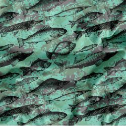 Rybičky na zelenkavé kamufláži- digitální tisk mavaga design