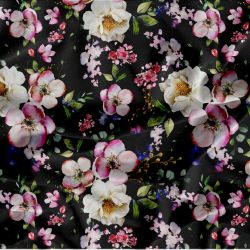 Třešňové květy černá- digitální tisk mavaga design