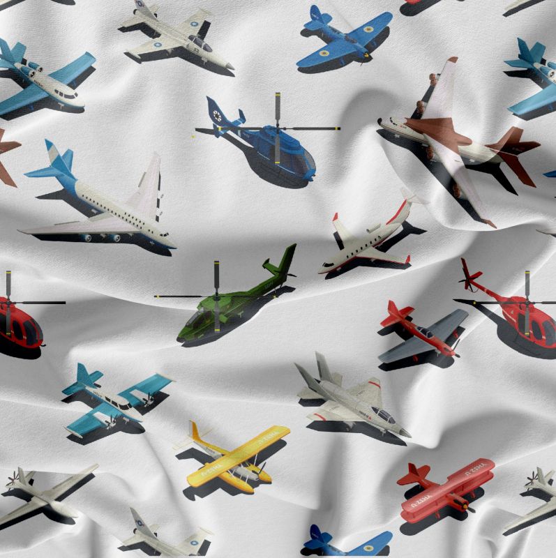 Letadla barevná na bílé-sublimační digitální tisk mavaga design