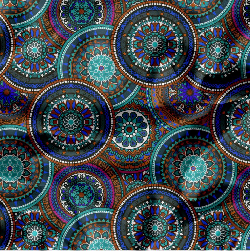 Mandaly barevné do modra-sublimační digitální tisk mavaga design