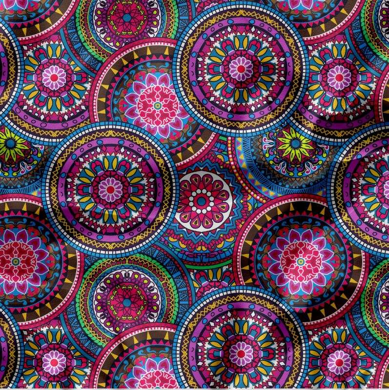 Mandaly barevné do růžova-sublimační digitální tisk mavaga design